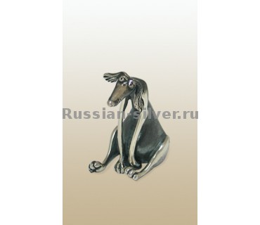 Серебряная статуэтка «Собачка мечтает», производство Русское Серебро ВЮЗ, г. Волгореченск, серебро 925 пробы