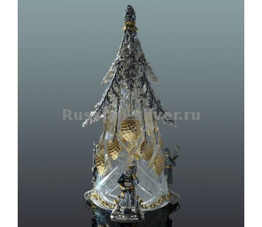 Серебряный набор чайных и кофейных ложек «Ель», производство Русское Серебро